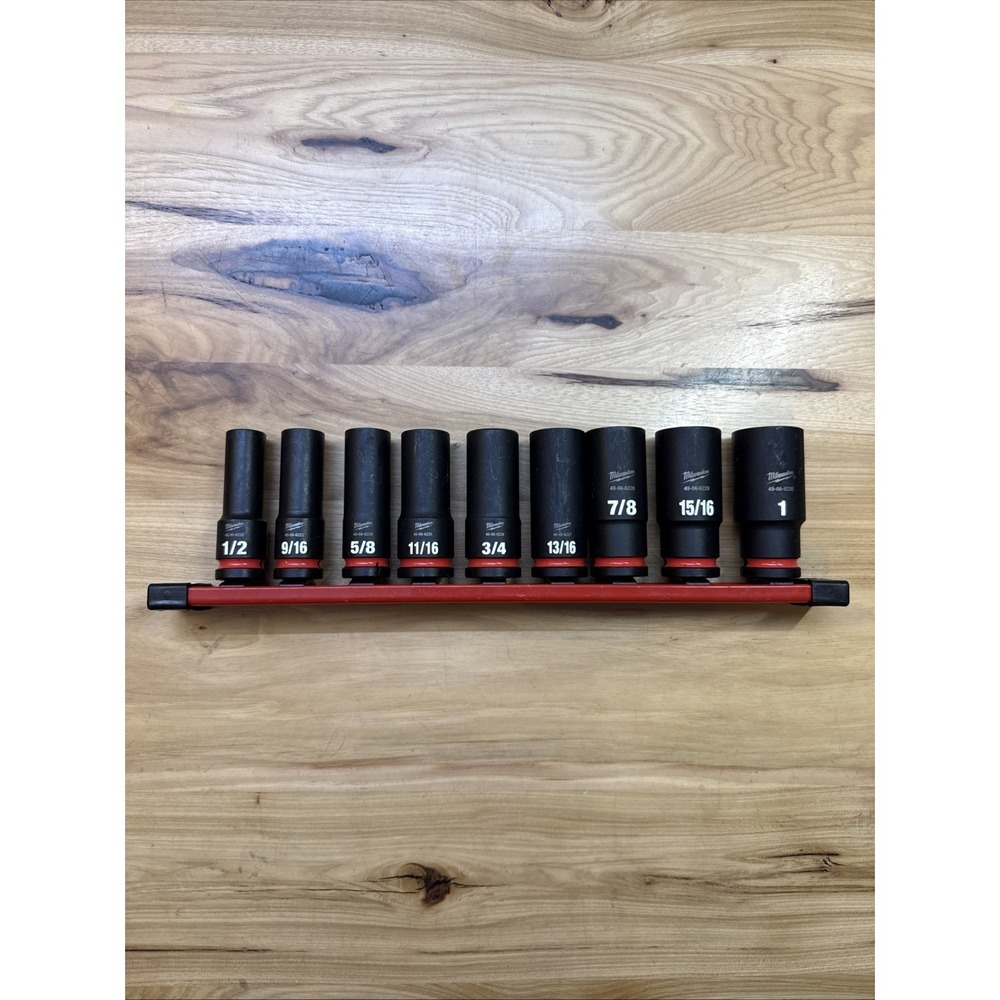 Milwaukee 49-66-7022 SHOCKWAVE Impact 1/2" Drive SAE Deep 6PT Socket Set 9 piece